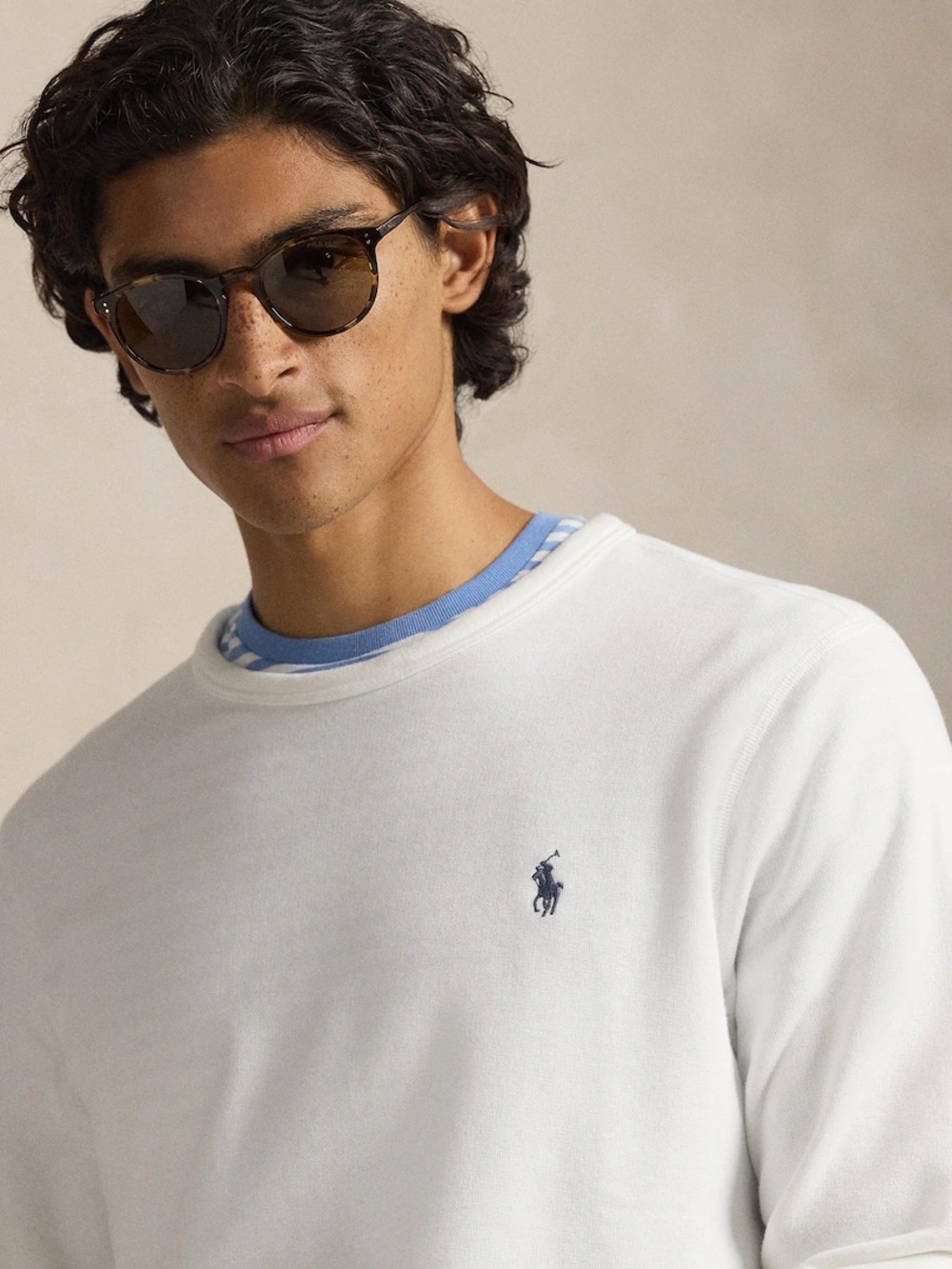 Polo Ralph Lauren White Crewneck Sweatshirt with Navy Pony NWT